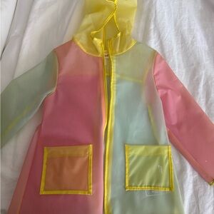 Pastel Colorblock Raincoat with Hood